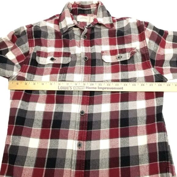 JACHS Red Black Plaid Cotton Button Down Flannel Shirt Jacket Shacket Men Small - Picture 4 of 6